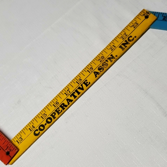 Wood Folding Ruler VTG  Advertising Farm Bureau Co-op Phone Rustic Primitive - Picture 8 of 13
